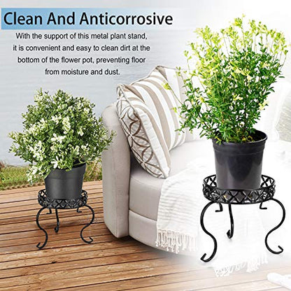 OwnMy Metal Round Plant Stand Indoor Outdoor Iron Flower Pot Holder, Heavy Duty Plant Stand Display Potted Rack for Home, Garden, Patio, Black - color: Black