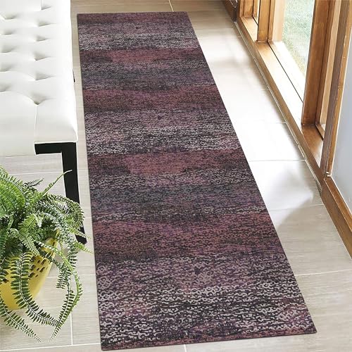 RUGSURE Washable Area Rug - 1/6 Thick - Stain & Water Resistant Non-Slip - Resistant Rug for Living Room, Bedroom, Nursery, Pet & Child Friendly, Vintage Charm Area Rugs (Burgundy, 2'6'' x 8') - color: Depth-burgundy, size: 2'6" x 8' (Rectangular)