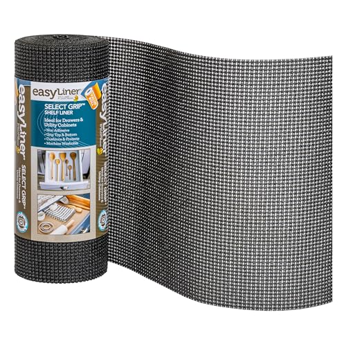EasyLiner Select Grip Shelf Liner - Easy to Install & Cut to Fit - Non Slip, Non Adhesive, Drawer Shelf & Cabinet Liner for Kitchen, Bathroom, Pantry Cupboards, 12 in x 24 ft (1 Roll), 24 ft, Black - color: Black, size: 12-Inch x 24 Feet