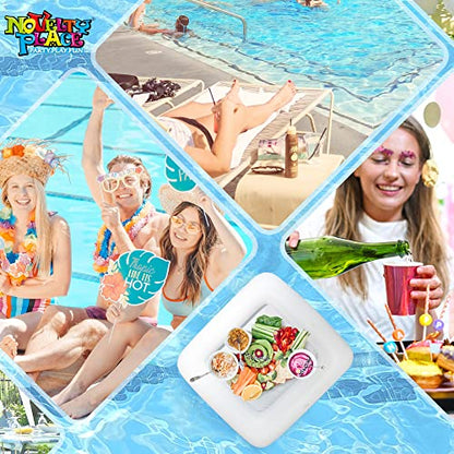 Novelty Place Inflatable Ice Serving Buffet Bar - Salad Food & Drinks Cooler Serving Tray for Summer Party Picnic & Camping (Pack of 3, 24 Inches) - color: White-3pcs