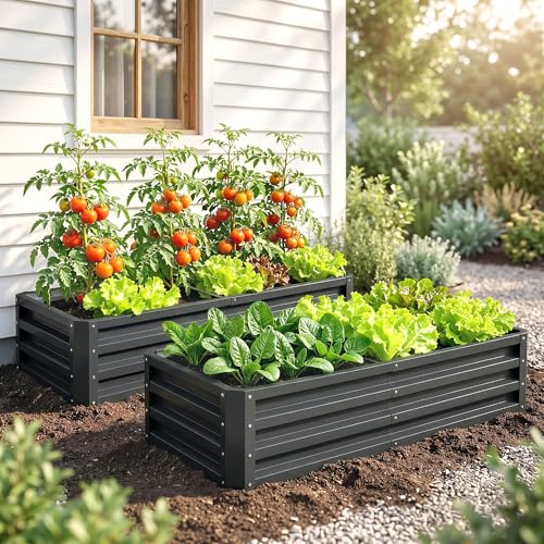 Outsunny Galvanized Raised Garden Bed, 4' x 2' x 1' Metal Planter Box, for Growing Vegetables, Flowers, Herbs, Succulents, Gray - color: Gray, size: 4' x 2' x 1' (2 pc)