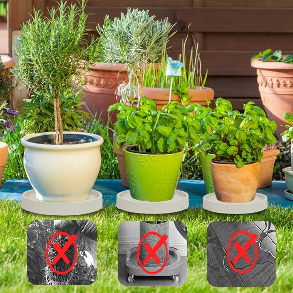 1 Pcs Plant Caddy with Wheels 12 Inch Hidden Wheels Heavy Duty Rolling Plant Stand, Indoor Outdoor Plant Saucer Tray with $9.9 Garden Tools (Beige) - size: 12 Inches