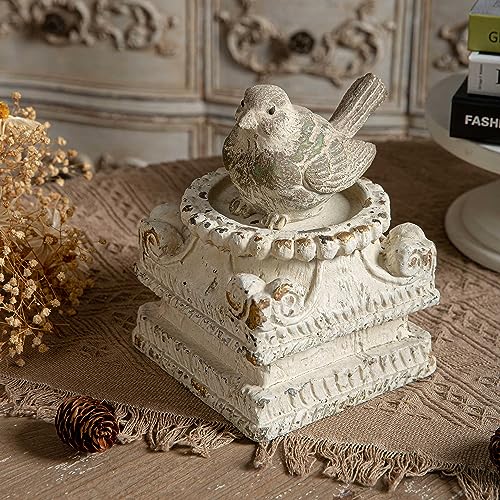SOFE Column Pedestal Stand for Decoration Display, Distressed White Small Plant Stand, Large Candle Stand, Column Side Table, Classic Plinth Bases for Wedding Party Home Garden