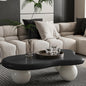 40” Cloud Coffee Table with 3 Ball Legs, Modern Irregular Center Table for Living Room, Low Cute Small MDF Tea Table for Bedroom, Space Apartment-Black White - color: Cloud -40"black White
