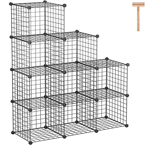 C&AHOME Wire Cube Storage - 9-Cube Organizer, Metal Grids, Bookshelf, Black | Storage Bins Shelf, Modular Bookshelf Units, Closet Cabinet, Shelving, Ideal for Home, Living Room, Office - color: Black, size: 9 Cube