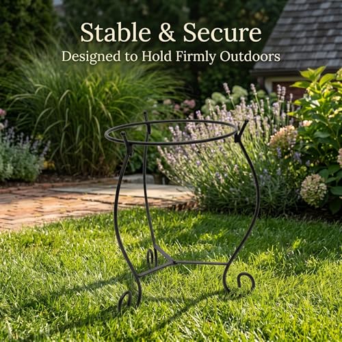 Topadorn Metal Gazing Ball Stand, Garden Globe Holder for 10-12 Inch Gazing Balls, Heavy Duty Weather Resistant Outdoor Display Stand, Black - color: Black