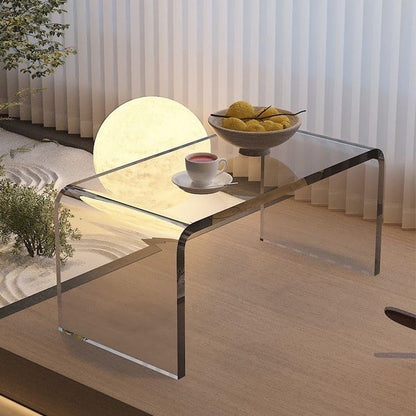 Acrylic Side Table,C Shaped End Table, Acrylic Sofa Side Table, Bedside Table for Bedroom Small Simple Modern Coffee Table Suitable for Living Room (Transparent) - color: Transparent