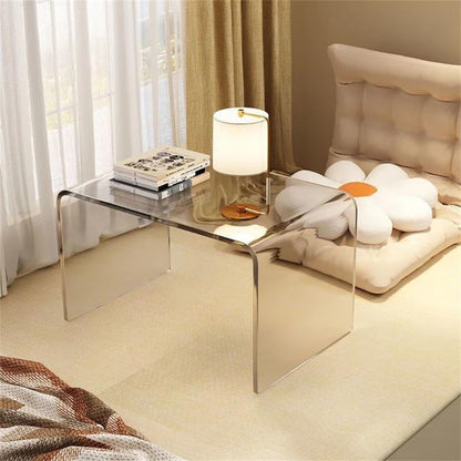 Acrylic Side Table,C Shaped End Table, Acrylic Sofa Side Table, Bedside Table for Bedroom Small Simple Modern Coffee Table Suitable for Living Room (Transparent) - color: Transparent