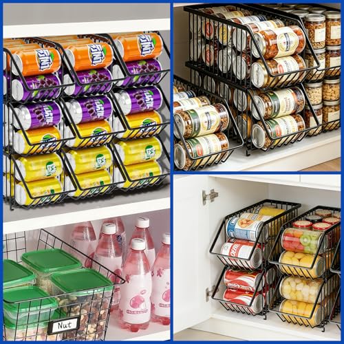 Soda Can Organizer of 4 Pack,Stackable Can Organizer For Pantry, Soda Storage, Soup Soda Can Dispenser, Can Storage Rack for Pet Food Cans