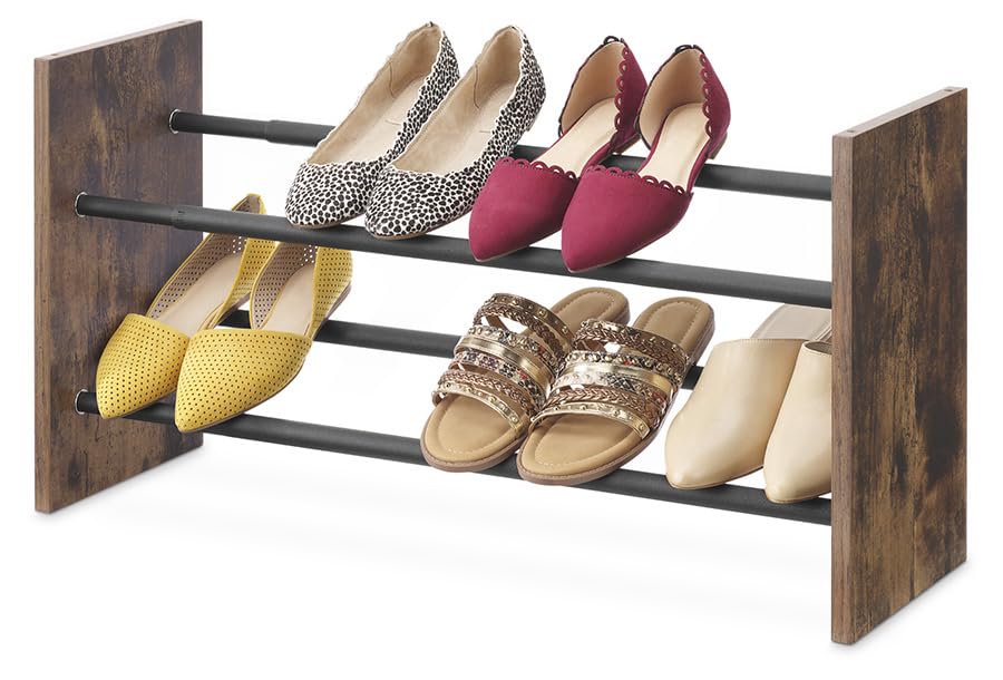 Whitmor Modern Industria l2-Tier Expandable Shoe Rack - color: 2 Tier,black