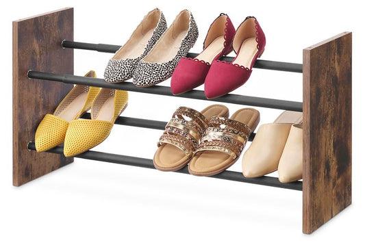 Whitmor Modern Industria l2-Tier Expandable Shoe Rack - color: 2 Tier,black