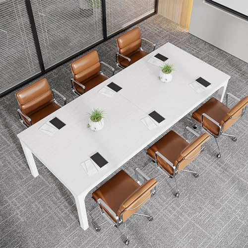 Tribesigns 6.5 FT Conference Room Table, 78.74" W x 27.56" D Large Office Conference Table, Modern Seminar Meeting Table Desk for Boardroom, Meeting Room (1, White) - color: White