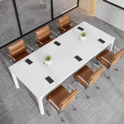 Tribesigns 6.5 FT Conference Room Table, 78.74" W x 27.56" D Large Office Conference Table, Modern Seminar Meeting Table Desk for Boardroom, Meeting Room (1, White) - color: White