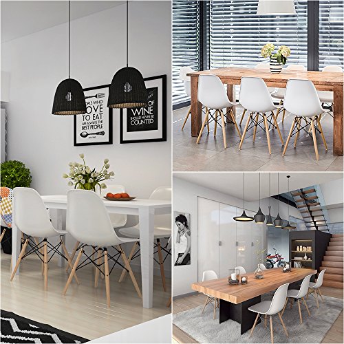 Furmax Modern Style Dining Chair Mid Century Modern DSW Chair, Shell Lounge Plastic Chair for Kitchen, Dining, Bedroom, Living Room Side Chairs Set of 4(White)