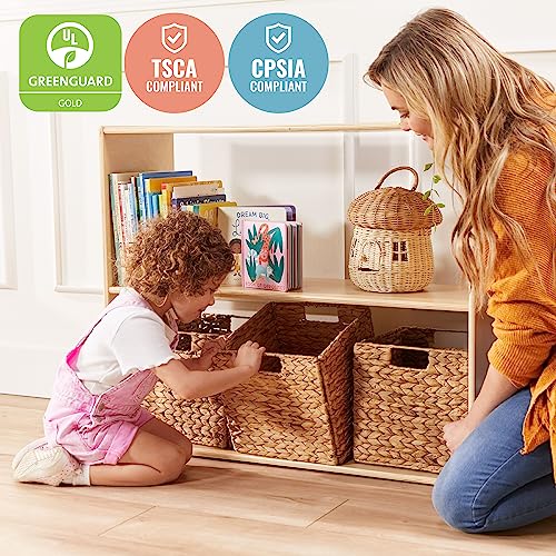 ECR4Kids Streamline 2-Shelf Double-Sided Storage Cabinet, 30in, Classroom Furniture, Natural - color: Natural
