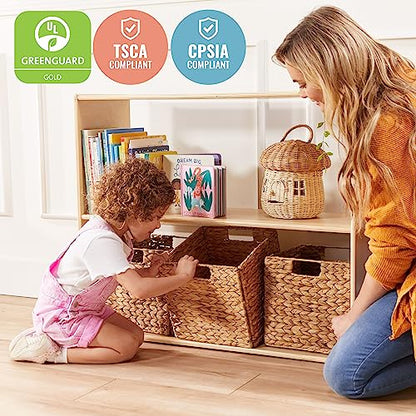 ECR4Kids Streamline 2-Shelf Double-Sided Storage Cabinet, 30in, Classroom Furniture, Natural - color: Natural