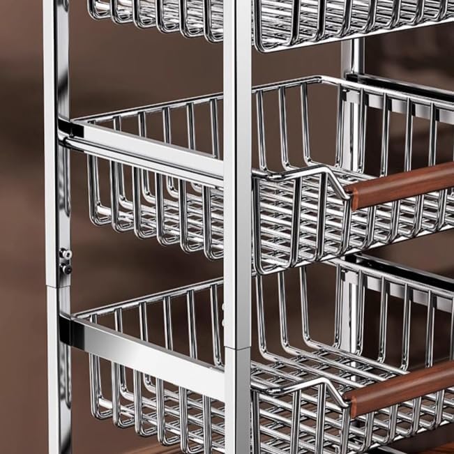 4-Tier Slim Rolling Fruit & Vegetable Storage Cart with Removable Baskets, Narrow Metal Kitchen Organizer Cart on Wheels, Fruit Basket Stand & Fruteros para Cocina, Pantry Cart for Storage - size: 4-Tier Slim