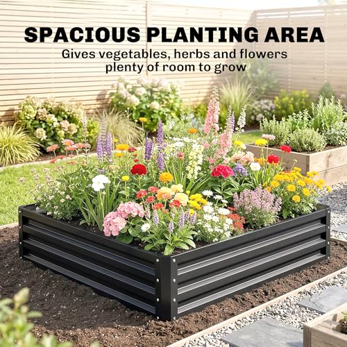 Outsunny Galvanized Raised Garden Bed, 4' x 4' x 1' Metal Planter Box, for Growing Vegetables, Flowers, Herbs, Succulents, Gray - color: Gray, size: 4' x 4' x 1'