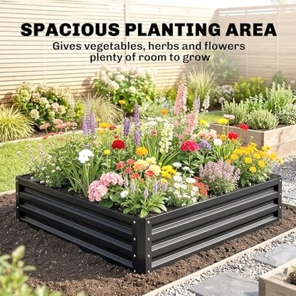 Outsunny Galvanized Raised Garden Bed, 4' x 4' x 1' Metal Planter Box, for Growing Vegetables, Flowers, Herbs, Succulents, Gray - color: Gray, size: 4' x 4' x 1'