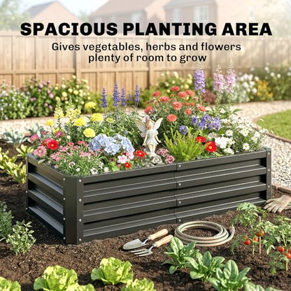 Outsunny Galvanized Raised Garden Bed, 4' x 2' x 1' Metal Planter Box, for Growing Vegetables, Flowers, Herbs, Succulents, Gray - color: Gray, size: 4' x 2' x 1'