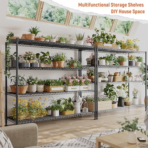 REIBII Storage Shelves 45.3''W Wire Shelving Unit 4 Tier Metal Shelves for Storage Rack Metal Shelving for Pantry Shelves Kitchen Steel Shelving, 45.3''W*63''H*17.7" D - size: 45.3"W×63"H×17.7"D