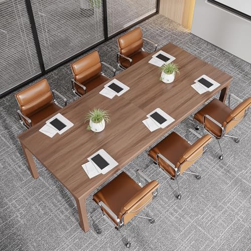 Tribesigns 6.5 FT Conference Room Table, 78.74" W x 27.56" D Large Office Conference Table, Modern Seminar Meeting Table Desk for Boardroom, Meeting Room (1, Walnut) - color: Walnut