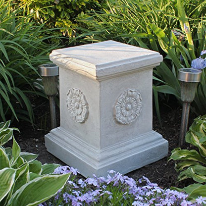 Design Toscano English Rosette Indoor/Outdoor Sculptural Garden Plinth Base Statue Riser, Large 13 Inch Tall, Cast Stone Resin, Antique Stone Finish - size: Large, style: English Rosette