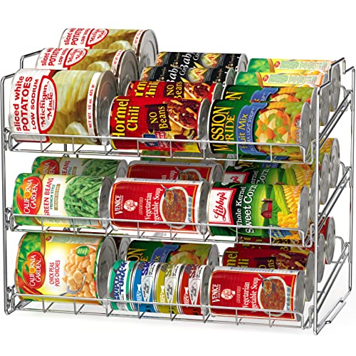 Deco Brothers Stackable Can Rack Organizer for Kitchen and Pantry, Holds Upto 36 Cans, Chrome Finish - color: Chrome