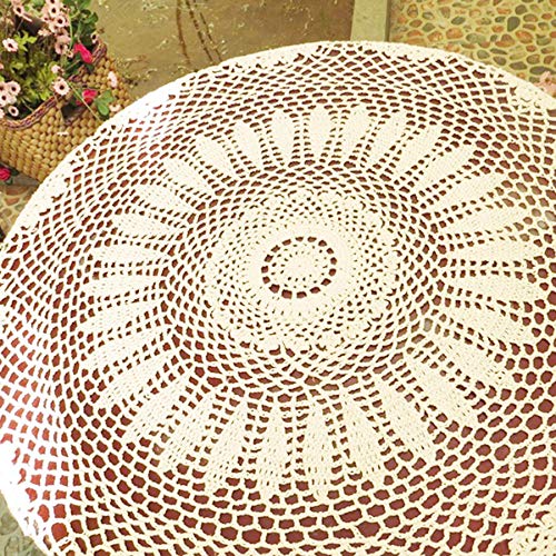 Damanni Cotton Handmade Crochet Lace Tablecloth Doilies Doily,Round,White,39 Inch - color: White, size: 39" (Round)