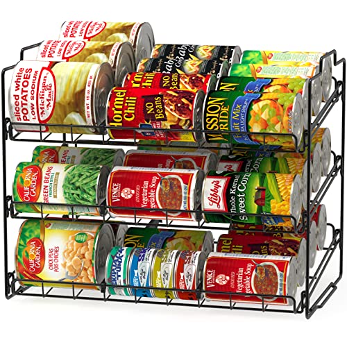 Deco Brothers Stackable Can Rack Organizer for Kitchen and Pantry, 3 Tier, Black - color: Black