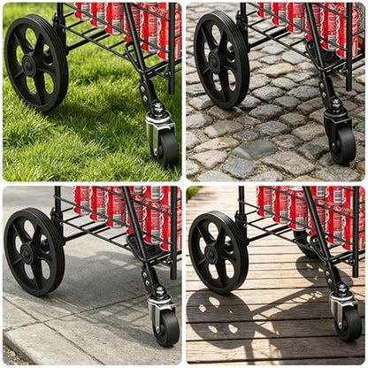 Kiffler Grocery Shopping Cart with 360° Rolling Swivel Wheels, 100LBS Utility Cart Easily Collapsible Cart Extended Foam Cover, Trolley for Laundry,Groceries,Travel Black (Medium) - size: Medium