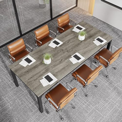 Tribesigns 6.5 FT Conference Room Table, 78.74" W x 27.56" D Large Office Conference Table, Modern Seminar Meeting Table Desk for Boardroom, Meeting Room (1, Gray and Black) - color: Gray and Black
