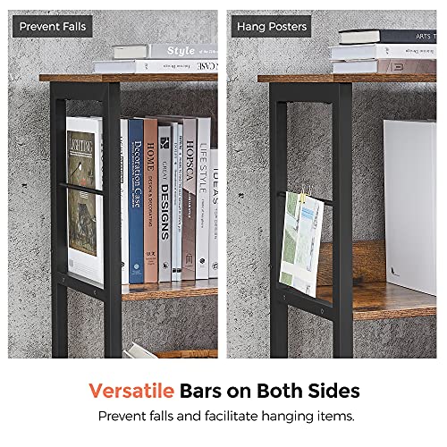 VASAGLE Bookshelf, Cube Shelf, Console Table, TV Stand with 6 Storage Cubes, for Office, Living Room, Bedroom, 13 x 47.2 x 31.5 Inches Industrial Design, Rustic Brown and Black ULLS104B01 - size: 13"D x 47.2"W x 31.5"H