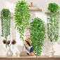 Palonu 4 Pack Faux Artificial Hanging Plants, UV Resistant Fake Potted Greenery with Eucalyptus Vine, Mandala, Pea Pod Leaves & String of Pearls in Pots for Living Room Bathroom Indoor Outdoor Décor