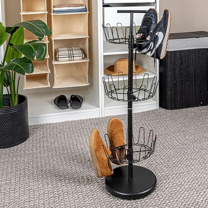 Household Essentials 3-Tier Shoe Storage Tree, Matte Black - color: Matte Black
