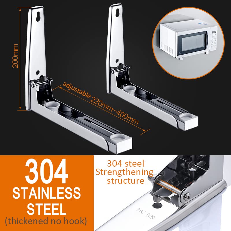 Hovico Universal Stainless Steel Microwave Mount Bracket, Support Frame Steel Foldable Stretch Shelf Rack Microwave Oven Wall Mount Bracket Stainless Silver - color: Style A
