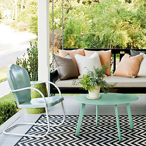 Grand Patio Round Steel Patio Coffee Table, Weather Resistant Outdoor Large Side Table, Mint Green… - color: Mint Green, style: 1 PC
