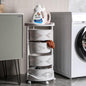 4-Tier Adjustable Kitchen Storage Rack,4 Layer Rotating Vegetable Organizer with Lockable Casters,Multi-Layers Rotatable Baskets for Kitchen Bathroom Living Room,White - size: 4-Tier