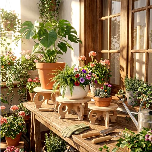 3 Pcs Wooden Plant Stand Indoor 8/9/11",Light Wood,Low - color: Light Wood