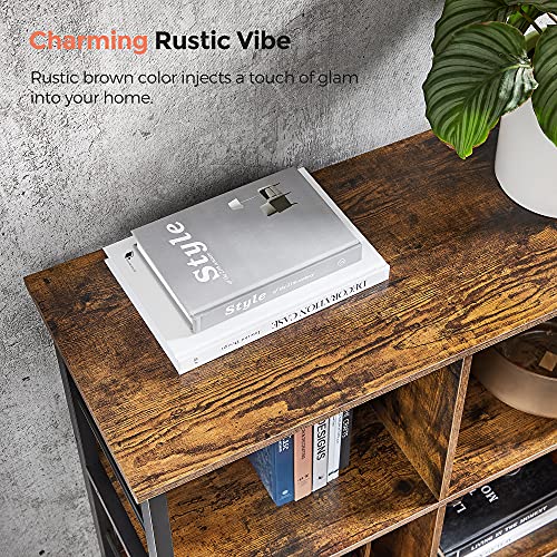 VASAGLE Bookshelf, Cube Shelf, Console Table, TV Stand with 6 Storage Cubes, for Office, Living Room, Bedroom, 13 x 47.2 x 31.5 Inches Industrial Design, Rustic Brown and Black ULLS104B01 - size: 13"D x 47.2"W x 31.5"H