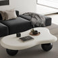 47.2” Cloud Coffee Table with 3 Ball Legs, Modern Irregular Center Table for Living Room, Low Cute Small MDF Tea Table for Bedroom, Space Apartment-White Black - color: Cloud-47" White Black