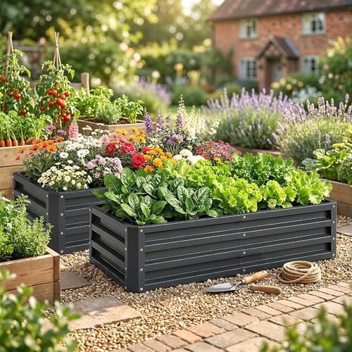 Outsunny Galvanized Raised Garden Bed, 4' x 2' x 1' Metal Planter Box, for Growing Vegetables, Flowers, Herbs, Succulents, Gray - color: Gray, size: 4' x 2' x 1' (2 pc)