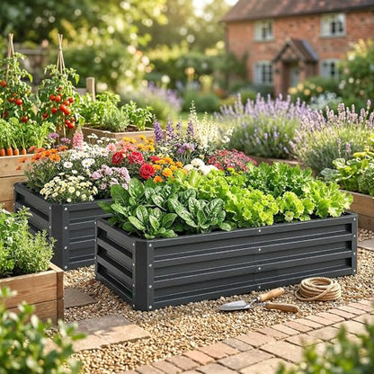 Outsunny Galvanized Raised Garden Bed, 4' x 2' x 1' Metal Planter Box, for Growing Vegetables, Flowers, Herbs, Succulents, Gray - color: Gray, size: 4' x 2' x 1' (2 pc)