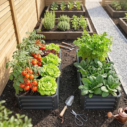 Outsunny Galvanized Raised Garden Bed, 4' x 2' x 1' Metal Planter Box, for Growing Vegetables, Flowers, Herbs, Succulents, Gray - color: Gray, size: 4' x 2' x 1' (2 pc)