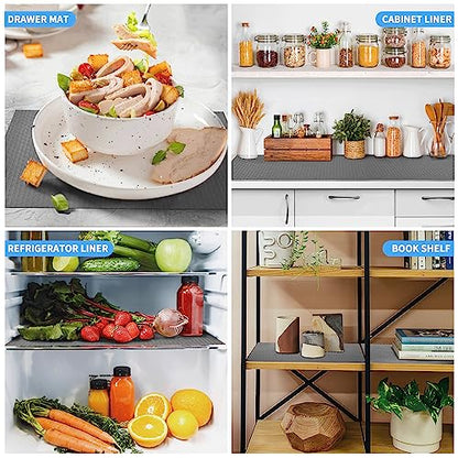 Bloss Drawer and Shelf Liners Non Adhesive EVA Drawer Mat Kitchen Cabinet Liners(12 Inch x 10 FT), Shelf Paper for Bathroom,Kitchen,Desks,Cupboard-Grey - color: Gray, size: 12"W x 118"L