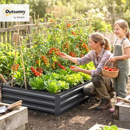 Outsunny Galvanized Raised Garden Bed, 8' x 3' x 1' Metal Planter Box, for Growing Vegetables, Flowers, Herbs, Succulents, Gray - color: Gray, size: 8' x 3' x 1'