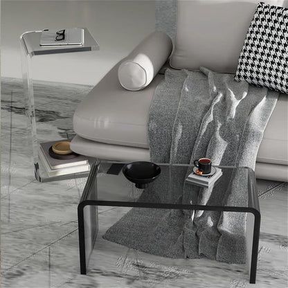 Side Table,C Shaped End Table, Acrylic Sofa Side Table, Bedside Table for Bedroom Small Simple Modern Coffee Table Suitable for Living Room (Smoke Gray) - color: Smoke Gray