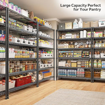 REIBII 75''H Storage Shelves Metal Shelving Unit, 6 Tier Wire Shelving for Pantry Shelves Adjustable 1200LBS Garage Shelving Heavy Duty Storage Rack for Kitchen Garage, 35.4''W*75''H*15.7" D - size: 35.4"W×75"H×15.7"D
