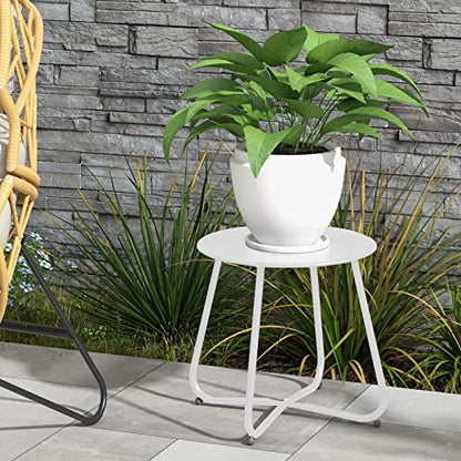 Grand patio Outdoor Side Table 18-inch Round End Table Accent Table for Bistro Balcony Apartment White - color: Round Feet, White