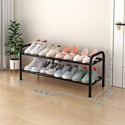 2 Tier Shoe Rack Metal Shoe Shelf Heavy Duty Shoe Rack Storage Organizer for Entryway Closet Doorway, Black - size: 2 Tier